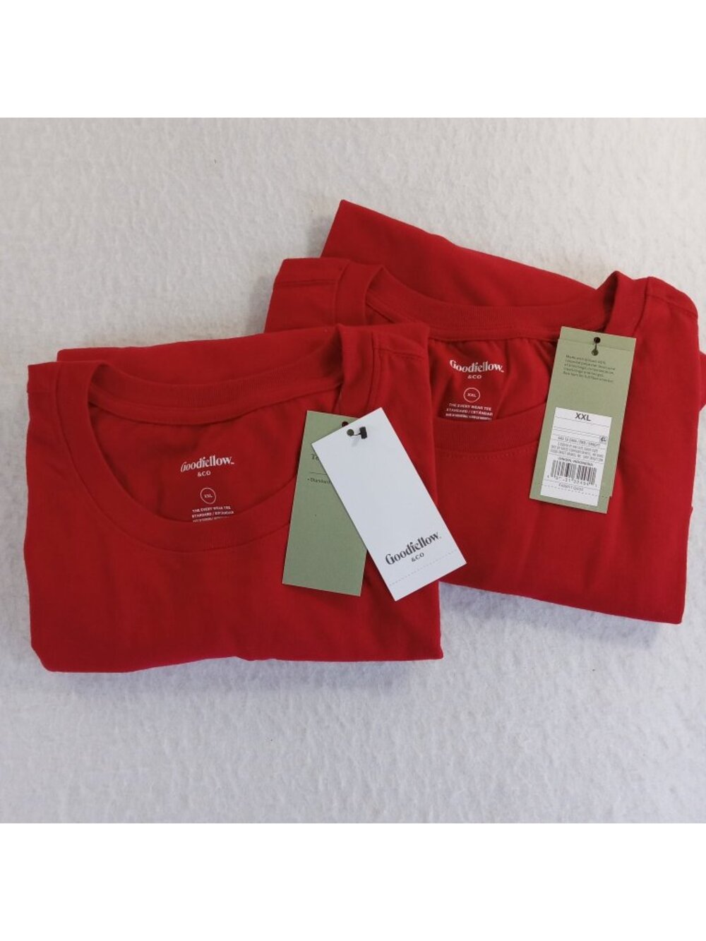 2 Goodfellow & Co Men's XXL Red Crewneck T-Shirts The Every Wear Standard Fit